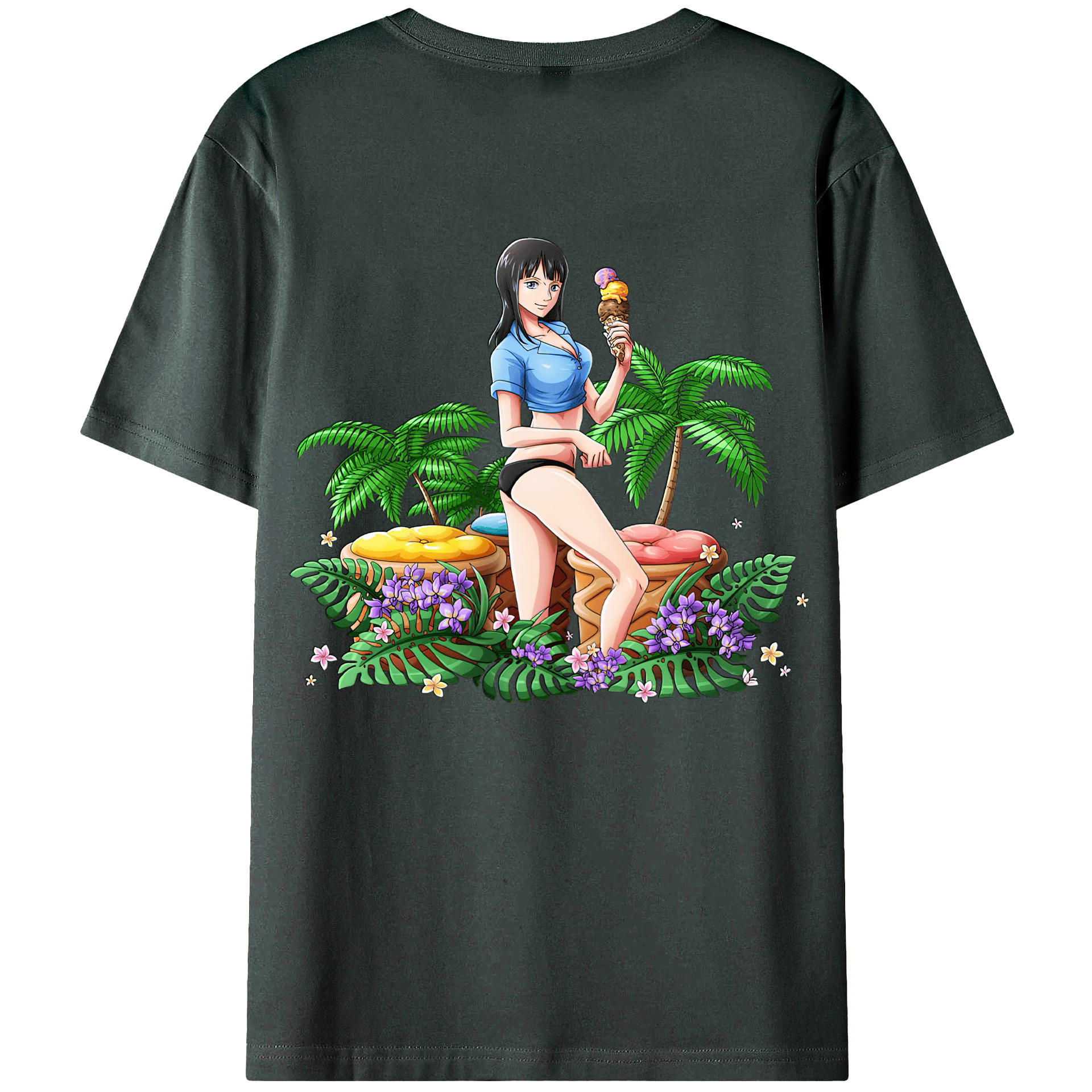 （画像用） Hello Kitty ハローキティ 綿100％ メンズ半袖Tシャツ（バックプリント） 通気性